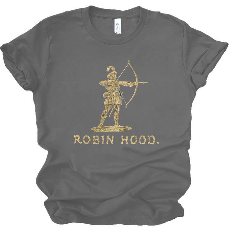 Robin Hood The Archer Book Cover Illustration In Gold Unisex Jersey T-Shirt Robin Hood The Archer Book Cover Illustration In Gold Unisex Jersey T-Shirt