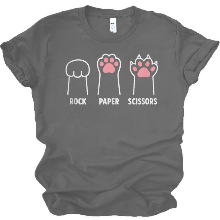 Rock Paper Scissors Hand Game Cute Paw Cat Introvert Unisex Jersey T-Shirt