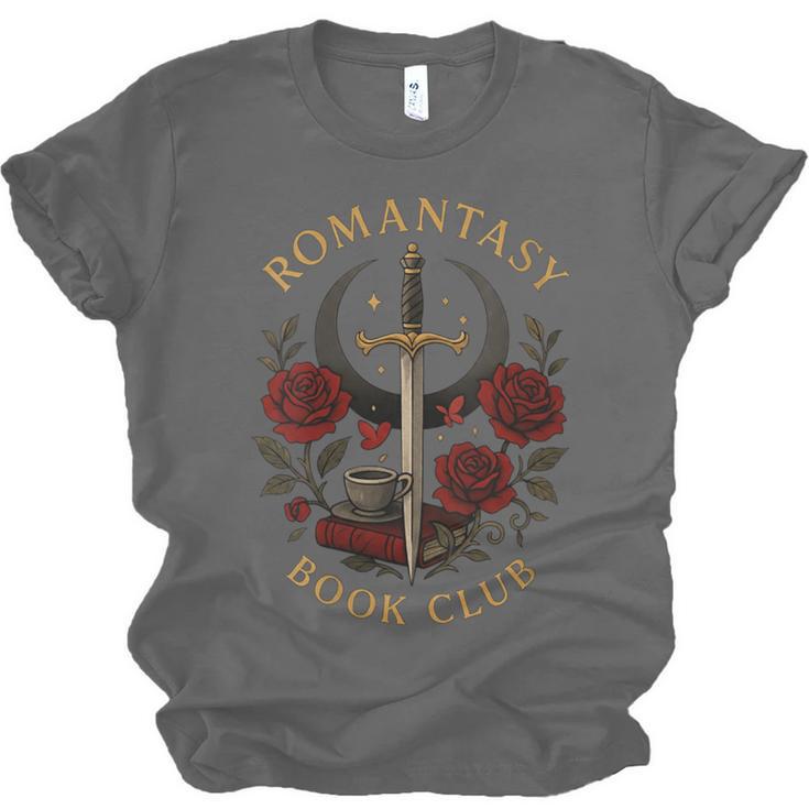 Romantasy Book Club Coffee Sword Roses Unisex Jersey T-Shirt