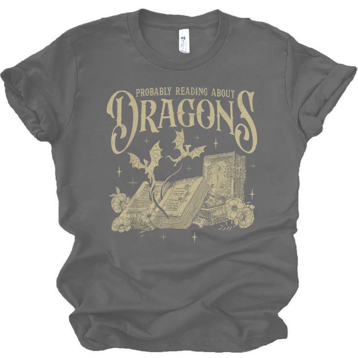 Romantasy Reader Book Reading Probably Reading About Dragons Unisex Jersey T-Shirt Romantasy Reader Book Reading Probably Reading About Dragons Unisex Jersey T-Shirt