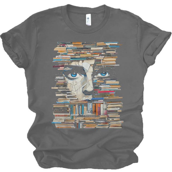 RtY Book Man Graphic Eyes Colorful Art Small Unisex Jersey T-Shirt