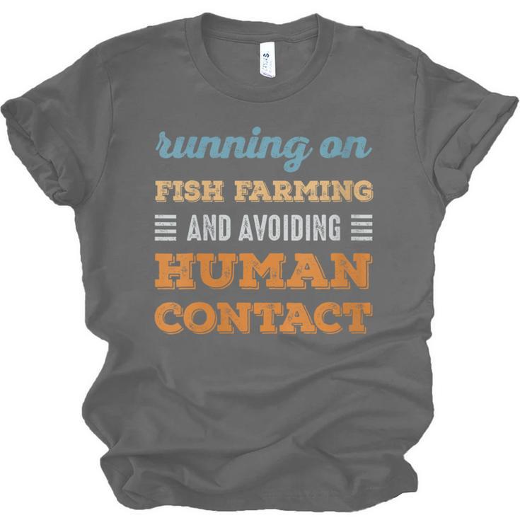 Running On Fish Farming Social Introvert Humor Vintage Unisex Jersey T-Shirt Running On Fish Farming Social Introvert Humor Vintage Unisex Jersey T-Shirt