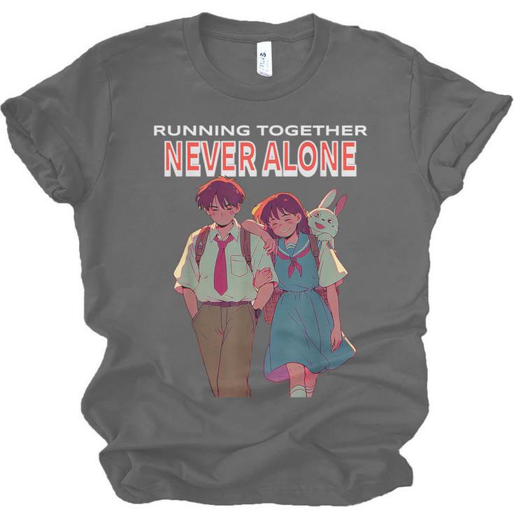 Running Together Always Connected Anime Nostalgia Message Unisex Jersey T-Shirt Running Together Always Connected Anime Nostalgia Message Unisex Jersey T-Shirt
