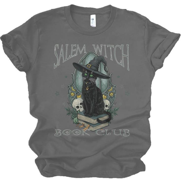 Salem Witch Book Club Cat Reading Witchy Halloween Men Unisex Jersey T-Shirt