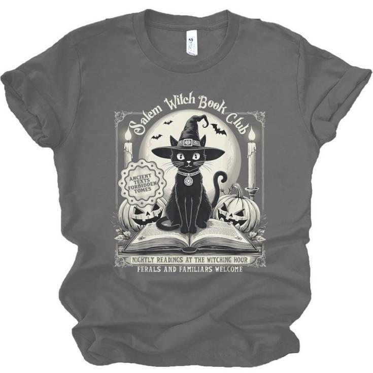 Salem Witch Book Club Vintage Halloween Cat Book Lover Unisex Jersey T-Shirt Salem Witch Book Club Vintage Halloween Cat Book Lover Unisex Jersey T-Shirt