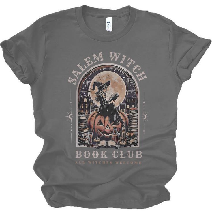 Salem Witch Book Club All Witches Welcome Spooky Halloween Unisex Jersey T-Shirt Salem Witch Book Club All Witches Welcome Spooky Halloween Unisex Jersey T-Shirt