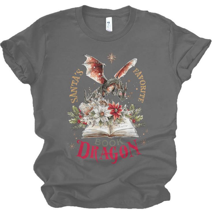 Santa's Favorite Book Dragon Christmas Magic Unisex Jersey T-Shirt