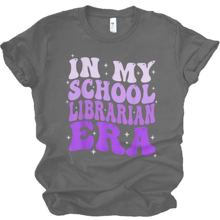 In My School Librarian Era Groovy Back To School Book Lover Unisex Jersey T-Shirt