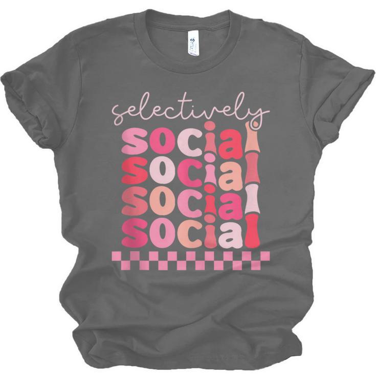 Selectively Social Sarcastic Introvert Humor Unisex Jersey T-Shirt Selectively Social Sarcastic Introvert Humor Unisex Jersey T-Shirt