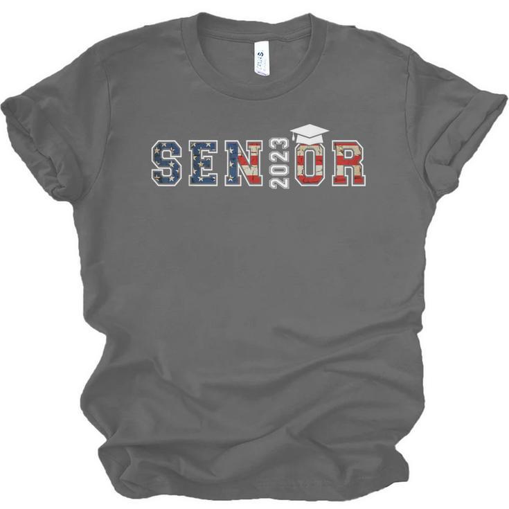 Senior 2023 American Flag USA Graduation Class Of 2023 Women Kids Men Unisex Jersey T-Shirt