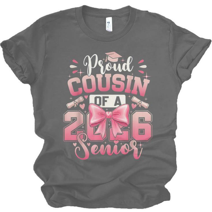 Senior 2026 Class Of 26 Coquette Pink Bow Graduation Cousin Unisex Jersey T-Shirt