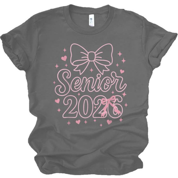 Senior 2026 Class Of 2026 Coquette Pink Bow Graduation Unisex Jersey T-Shirt