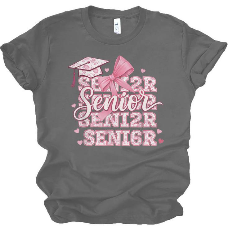 Senior 2026 Class Of 2026 Cute Coquette Pink Bow Graduation Unisex Jersey T-Shirt