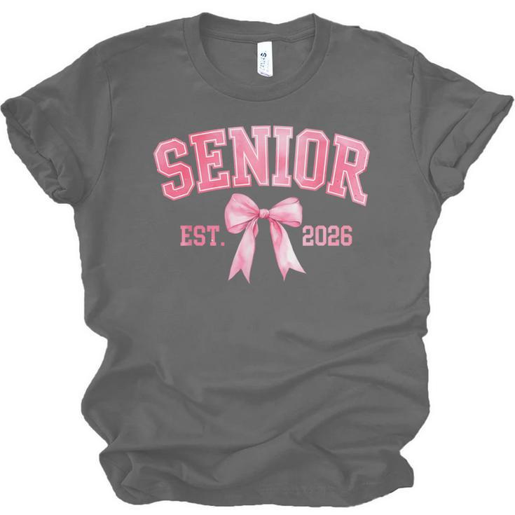 Senior 2026 Coquette Pink Bow Class Of 2026 Graduation Girls Unisex Jersey T-Shirt