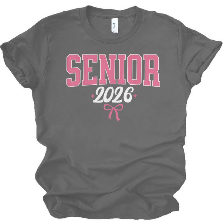 Senior 2026 Pink Coquette Bow Class Of 2026 Graduation Women Unisex Jersey T-Shirt