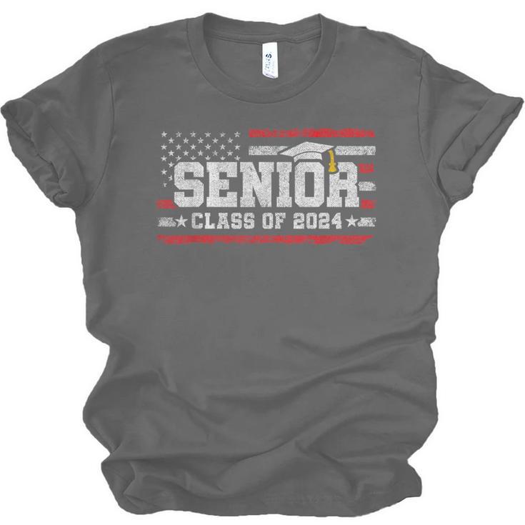 Senior Class 2024 Graduation American Flag Senior 2024 For Women Men Unisex Jersey T-Shirt
