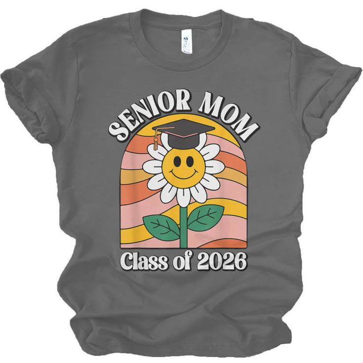 Senior Mom Class Of 2026 Daisy Flower Retro Graduation Unisex Jersey T-Shirt