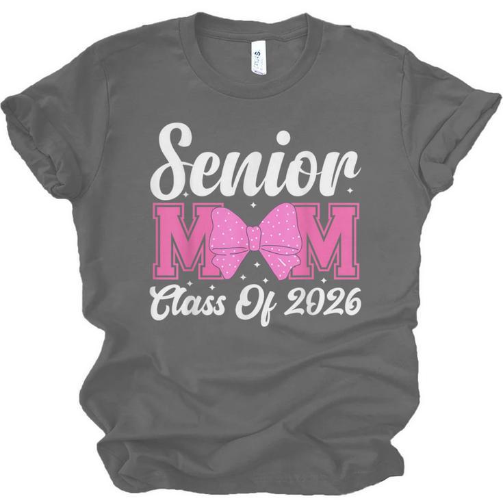 Senior Mom Class Of 2026 Pink Coquette Bow Graduation Unisex Jersey T-Shirt