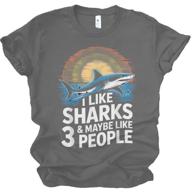 I Like Sharks & Maybe Like 3 People Humor Introverts Summer Unisex Jersey T-Shirt I Like Sharks & Maybe Like 3 People Humor Introverts Summer Unisex Jersey T-Shirt