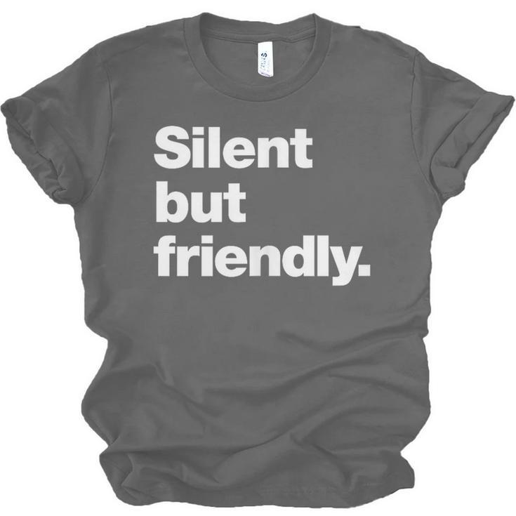Silent But Friendly A Design For Introverts Unisex Jersey T-Shirt
