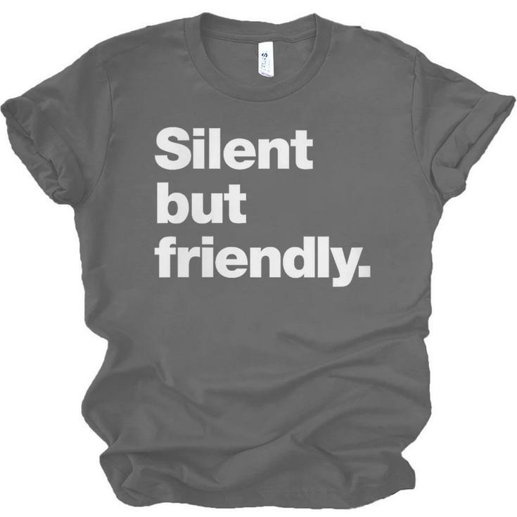 Silent But Friendly A Design For Introverts Unisex Jersey T-Shirt