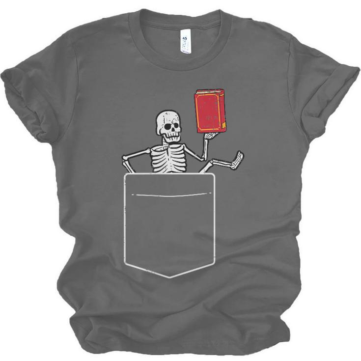 Skeleton Books Read Book Reading Librarian Across America Unisex Jersey T-Shirt
