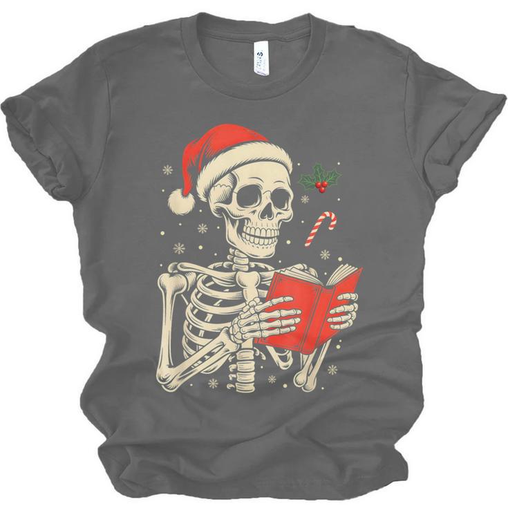Skeleton Reading Book Christmas Teacher Librarian Book Lover Unisex Jersey T-Shirt Skeleton Reading Book Christmas Teacher Librarian Book Lover Unisex Jersey T-Shirt
