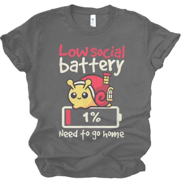 Snail Low Social Battery Need To Go Home Tee For Introvert Unisex Jersey T-Shirt Snail Low Social Battery Need To Go Home Tee For Introvert Unisex Jersey T-Shirt