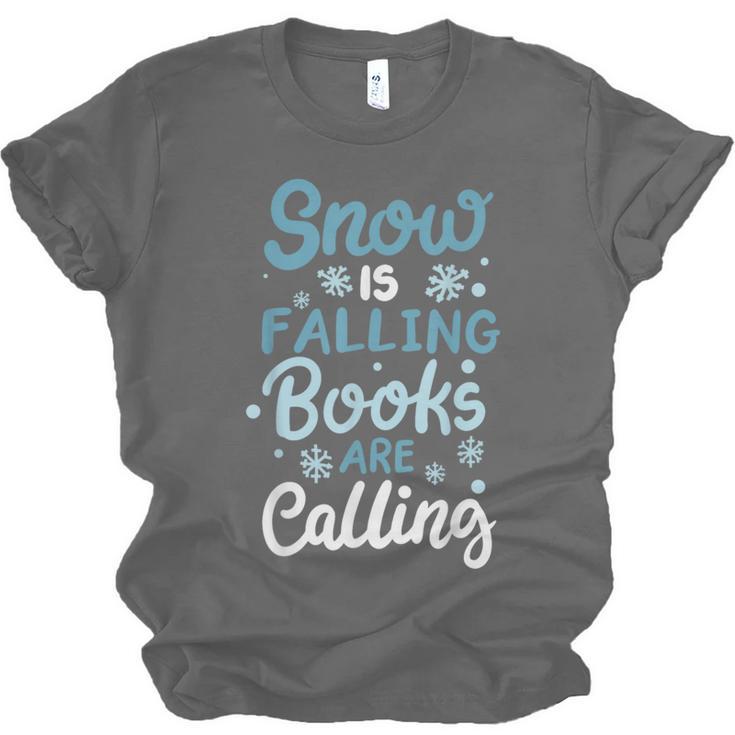 Snow Is Falling Books Are Calling Unisex Jersey T-Shirt