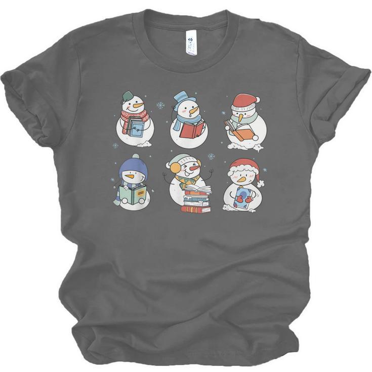 Snowman Reading Book Santa Christmas Bookish Teacher Unisex Jersey T-Shirt Snowman Reading Book Santa Christmas Bookish Teacher Unisex Jersey T-Shirt