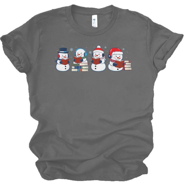 Snowman Reading Books Teacher Librarian Bookworm Christmas Unisex Jersey T-Shirt Snowman Reading Books Teacher Librarian Bookworm Christmas Unisex Jersey T-Shirt