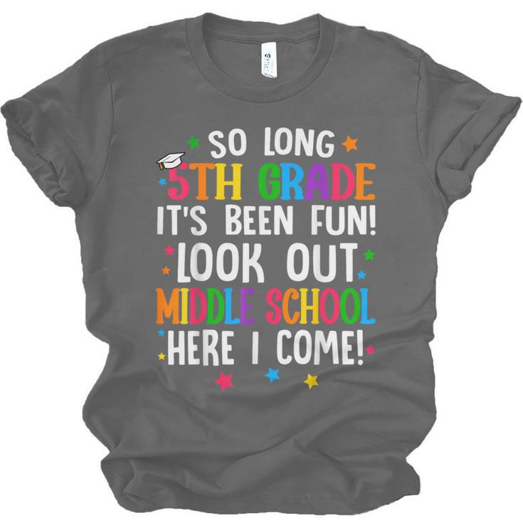 So Long 5th Grade Graduation Middle School Here I Come Kids Unisex Jersey T-Shirt