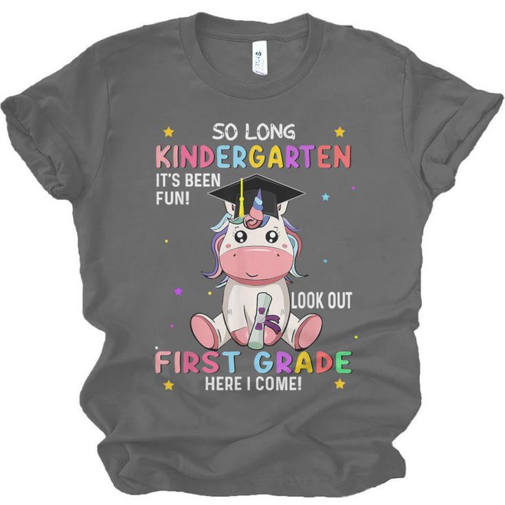 So Long Kindergarten Graduation Class 2025 Unicorn Girls Unisex Jersey T-Shirt