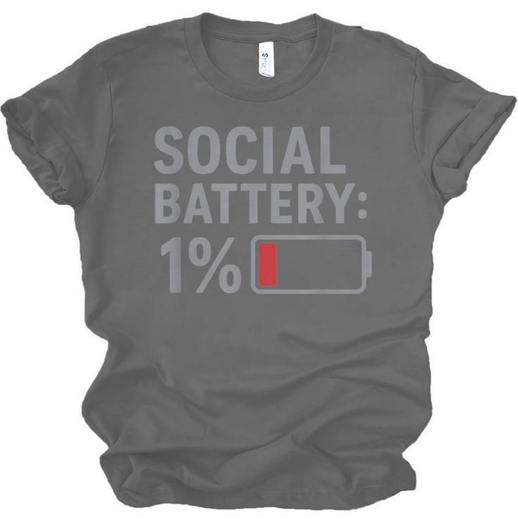 Social Battery 1 Percent Introvert Mood Minimalist Unisex Jersey T-Shirt