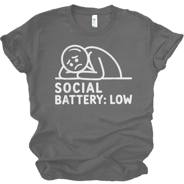 Social Battery Low Apparel Introvert Humor Unisex Jersey T-Shirt Social Battery Low Apparel Introvert Humor Unisex Jersey T-Shirt
