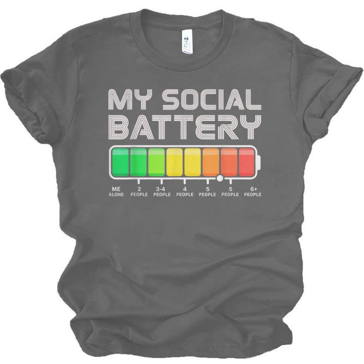 Social Battery Low Energy Antisocial Introvert Unisex Jersey T-Shirt