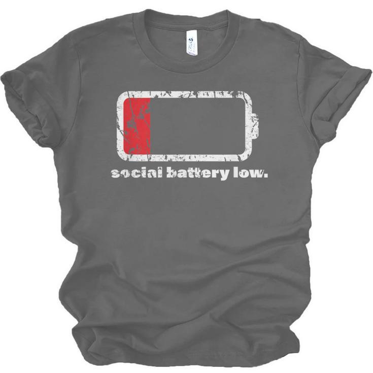 Social Battery Low Introvert Unisex Jersey T-Shirt Social Battery Low Introvert Unisex Jersey T-Shirt