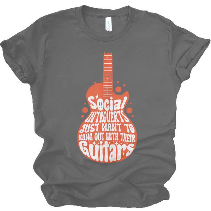 Social Introverts Hang Out With Guitars Musician Guitarist Unisex Jersey T-Shirt