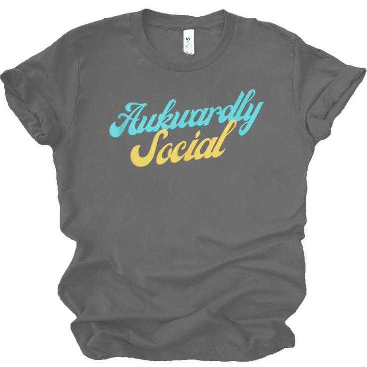 Socially Awkward Introvert Retro Anxious Awkwardly Social Unisex Jersey T-Shirt