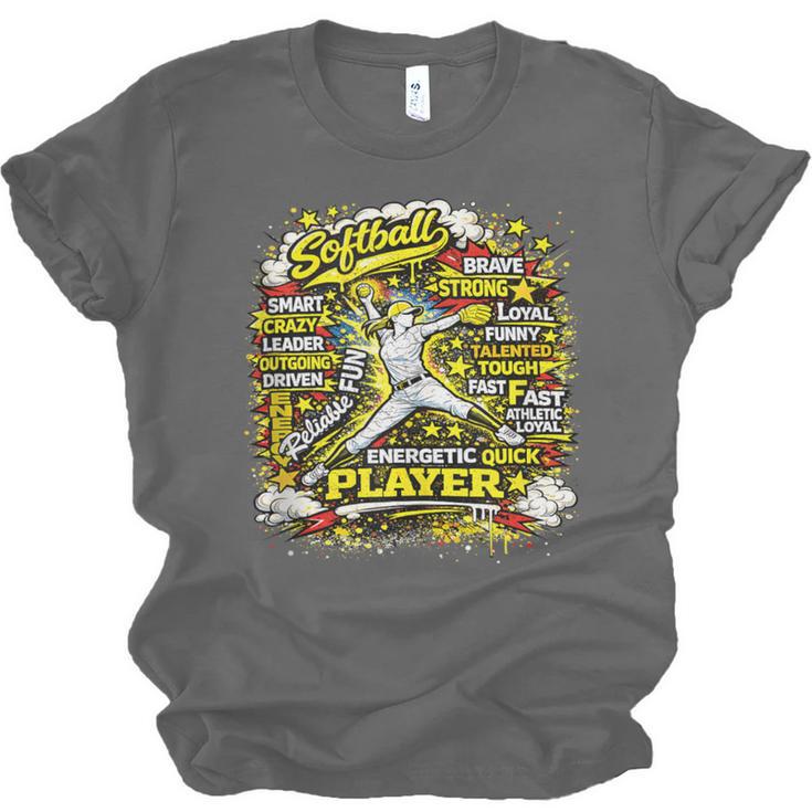 Softball Pitcher Best Traits Brave Retro Pop Comic Book Art Unisex Jersey T-Shirt