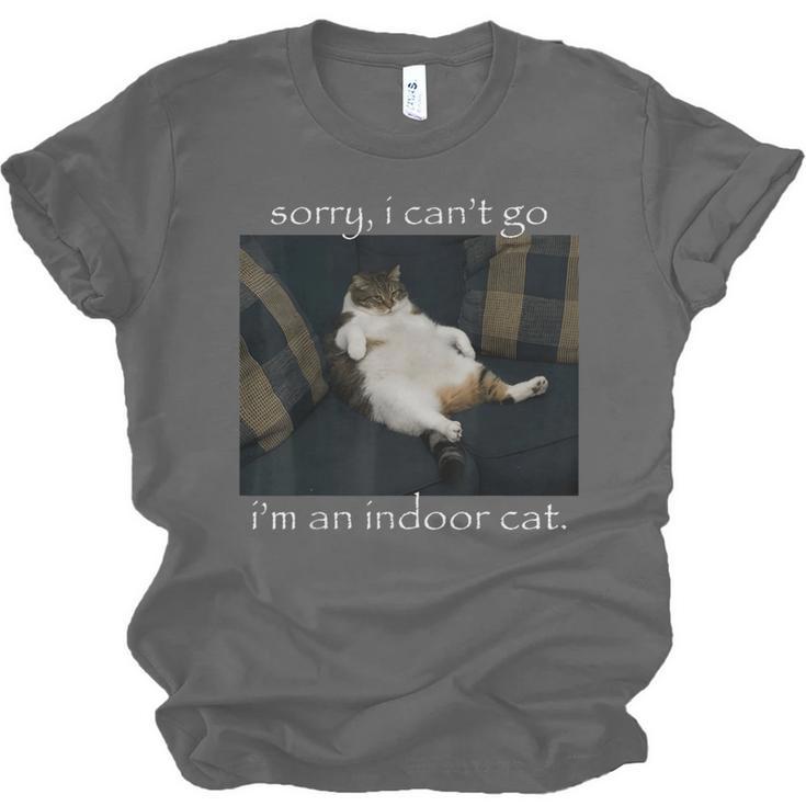 Sorry I Can’t Go I’m An Indoor Cat Introvert Meme Unisex Jersey T-Shirt