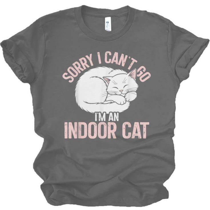 Sorry I Can't Go I'm An Indoor Cat Lazy Humor Introvert Cat Unisex Jersey T-Shirt Sorry I Can't Go I'm An Indoor Cat Lazy Humor Introvert Cat Unisex Jersey T-Shirt