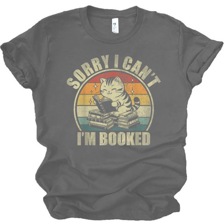 Sorry I Can't I'm Booked Reading For Cat Lover For Men Women Unisex Jersey T-Shirt