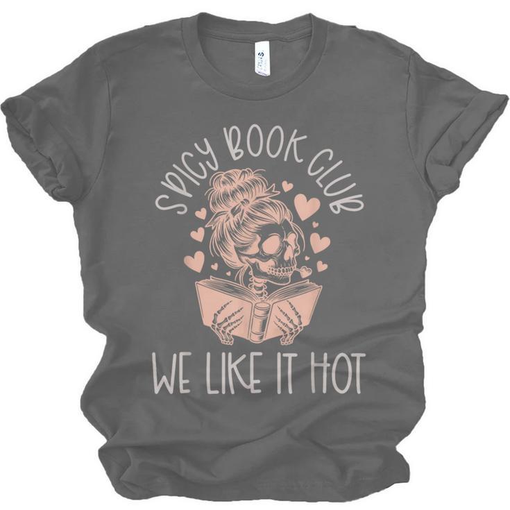 Spicy Book Club Dark Romance Reader Spicy Bookish Skeleton Unisex Jersey T-Shirt