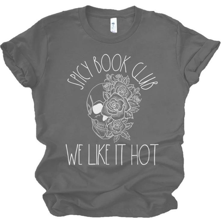 Spicy Book Club Women Dark Romance Lover Bookish Skeleton Unisex Jersey T-Shirt