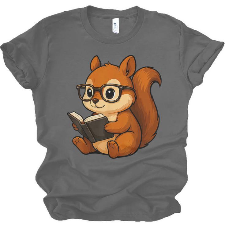 Squirrel Reading Book Lover Unisex Jersey T-Shirt