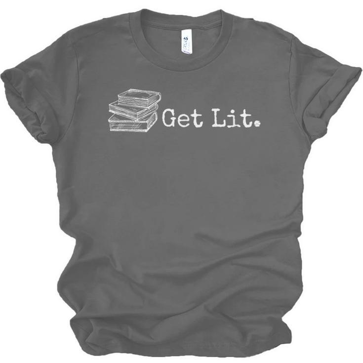 Stack Of Books Get Lit Book Reading Reader Unisex Jersey T-Shirt