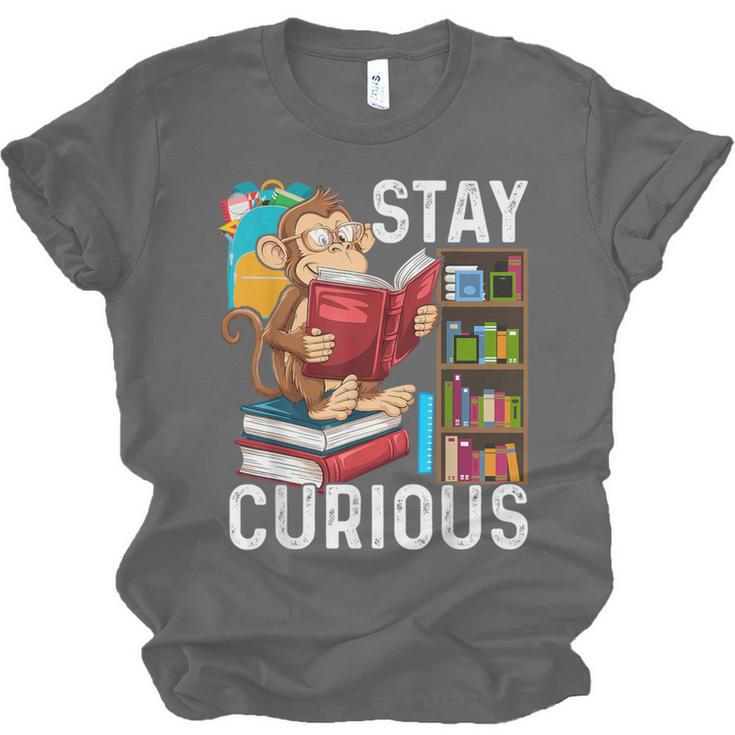 Stay Curious Monkey Reading Book Lover Bookworm Unisex Jersey T-Shirt Stay Curious Monkey Reading Book Lover Bookworm Unisex Jersey T-Shirt