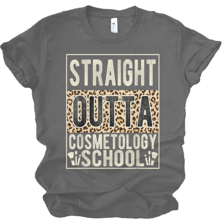 Straight Outta Cosmetology School Leopard Graduation Unisex Jersey T-Shirt