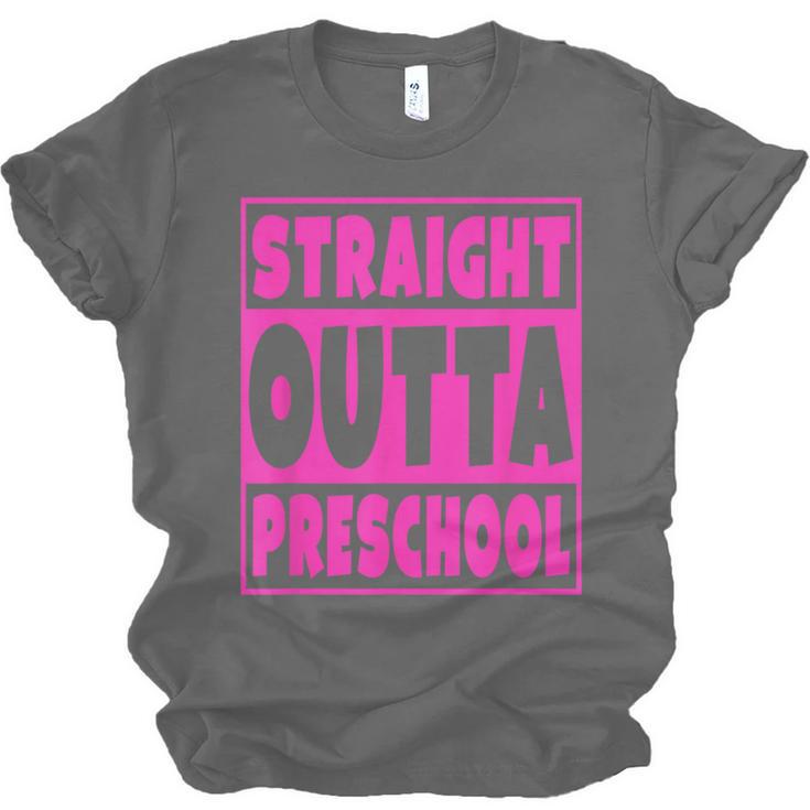 Straight Outta Preschool Class Graduation Pink Unisex Jersey T-Shirt